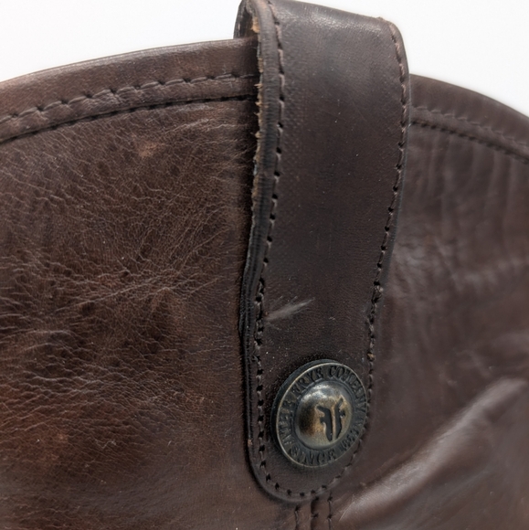 Frye Leather Brown Melissa Button Riding Tall Boots - Picture 4 of 11